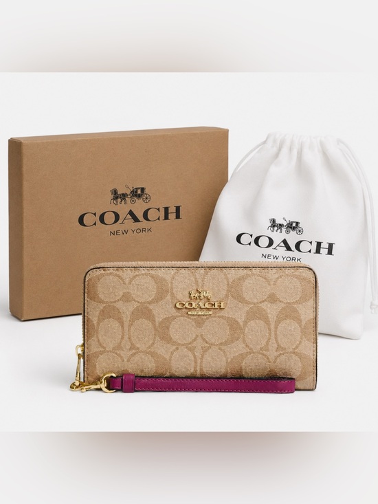 Coach Handbags - Coach Wallet Wristlet with Purple Trim NWOT